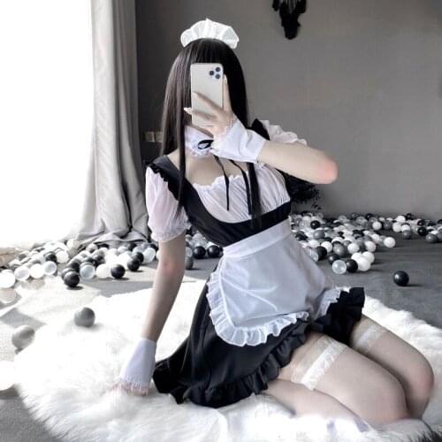 New Sexy Sweet Lolita Dress Japanese Maid Costume Anime Cosplay Kawaii Coffee Bar Uniform Cute Halloween Outfit for Women Girls