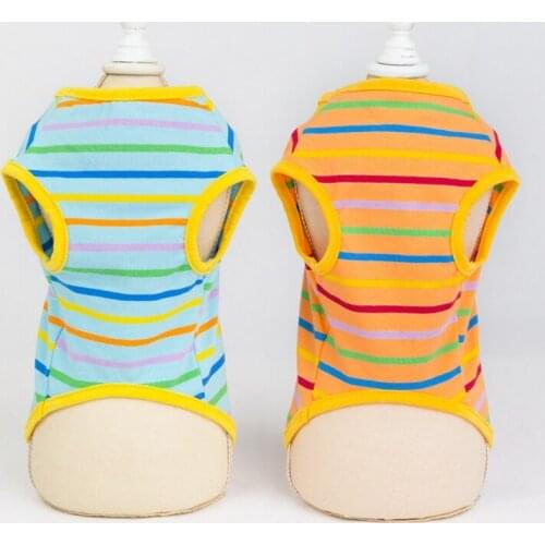 Pet Dogs Stripe Clothes O-Neck Sleeveless T Shirts Dogs Costume For Small Dogs Cat Vest Cool Puppy Summer Clothing Pet Supplies