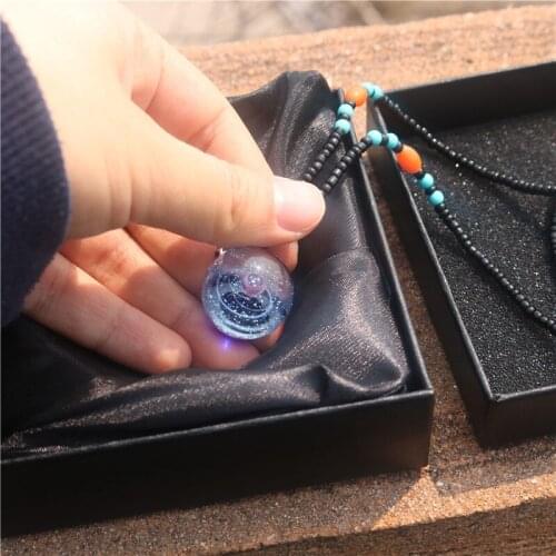 Single Planet Glass Galaxy Universe Necklace Space Glass Nebula Cosmic Pendant Women Necklace Wedding Gift Birthday Girlfriend