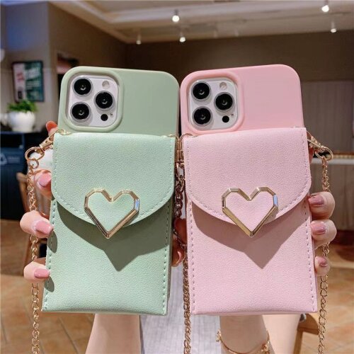Portable Chain Strap Phone Case Credit ID Card Holder for Iphone 12 Promax Mini 11 Pro Max Xr X Xs Max 6s 7 8 Plus Se 2020 Cover