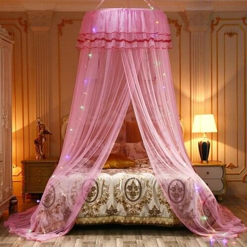 Princess Bed Canopy Mesh Crib Mosquito Net Round Dome Fairy Net for Girls Babies Toddlers Bed Kids Play Tent Castle Reading Nook