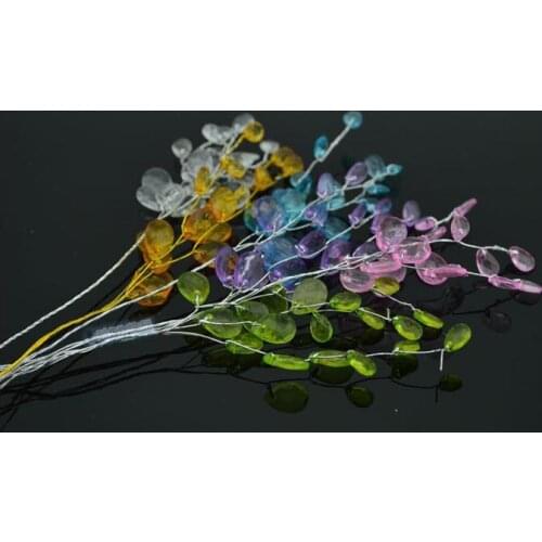 15CM,50PCS MixColor Acrylic Crystal sprays Drop Beads Wire Stem,Diy Decoration For Christmas,Home Table Arrangements,Garland