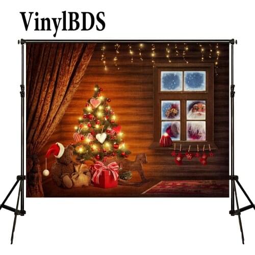 VinylBDS 5*7ft Christmas Backdrops Photography Windows Santa Gift Photography Background Christmas fundos de fotografia navidad