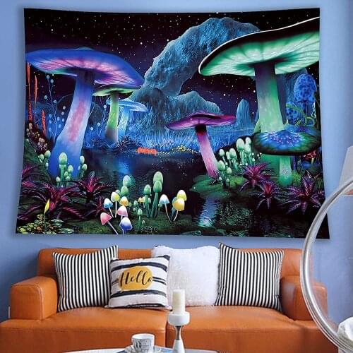 SepYue Fantasy Mushroom Tapestry Wall Hanging Psychedelic Trippy Tapestry for Home Dorm Decor Hill Colorful Abstract Tapestries