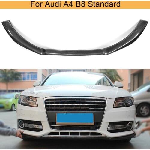 Carbon Fiber Car Front Bumper Lip Spoiler for Audi A4 B8 Standard 2009-2012 Non Sline Front Bumper Lip Chin Spoiler FRP