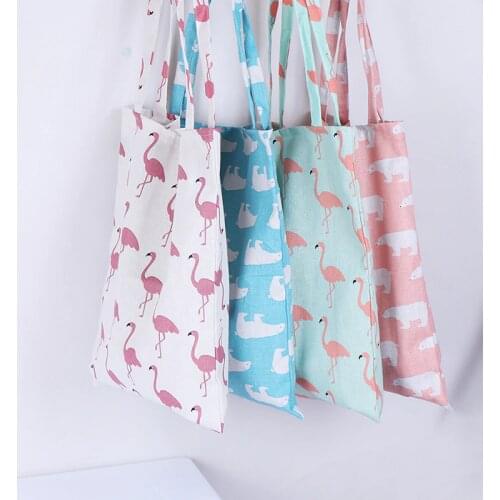 1x Cute animals linen bag tote ECO shopping outdoor canvas shoulder bags