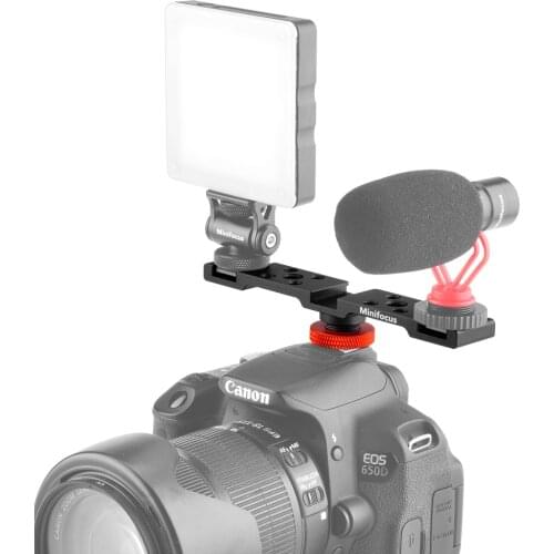 Universal Cold Shoe Bracket Triple 3 Hot Shoe Extension Mount Bar for DSLR Camera with LED Video Light Microphone Monitor Flash