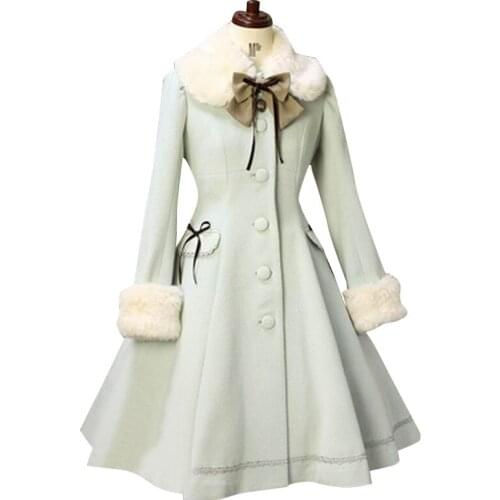 High Quality Sweet Princess Lolita Coat Winter Long Coat Long Sleeves Wool Coat Many Color A