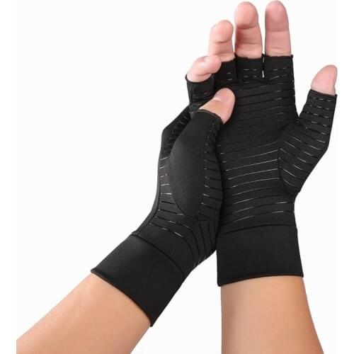 WorthWhile 1 Pair Compression Arthritis Gloves For Women Men Joint Pain Relief Half Finger Brace Therapy Wrist Support Anti-slip