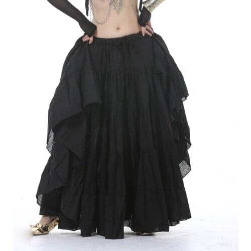 18 Yard Performance Gypsy Dance Clothes Full Circle Elastic Waistband Cotton Skirt Women Belly Dance Tribal Skirts Long