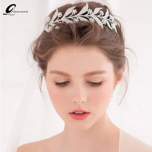 The New Bridal Crown Alloy Leaf Wedding Hair Accessories Rhinestone Leaves Bridal Tiaras Wedding Hair Jewelry Women Headdress