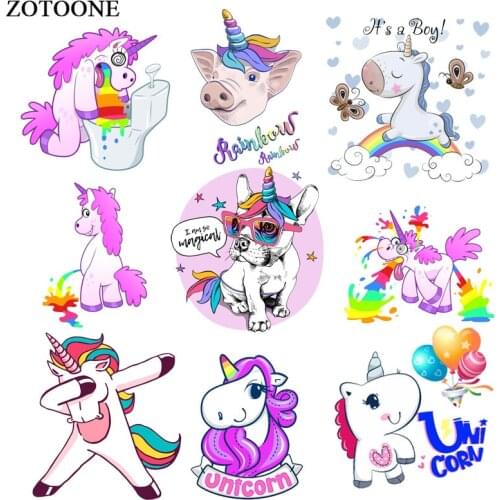 ZOTOONE Iron on Transfer Unicorn Pathes for Clothing Heat Transfers Print on T-shirt Dresses Washable Stickers Children Gift E
