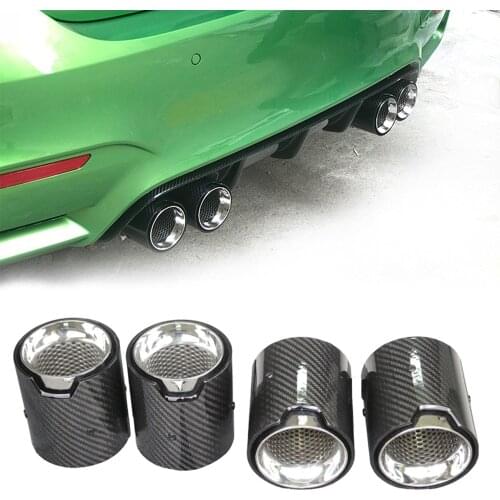 1 pcs New 60-70mm With M Logo for M2 F87 M3 F80 M4 F82 F83 exhaust modified Suitable cars carbon fiber tail Muffler pipe tips