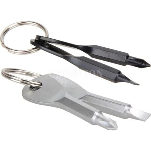 200Pcs/Lot Stainless Steel Multi Tools Key Ring EDC Screwdriver Set Pocket Outdoor Tool Set Multitool Keychain Sliver Black