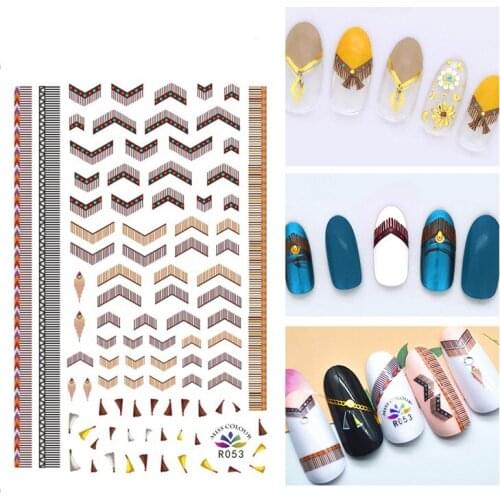 3D Nail Sticker Autumn Fashion Small Compact Adhesive Stickers Triangle Line Stripe Stickers for Manicure Nail Art Decoration