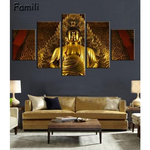 5pcs Retro and Nostalgic style Abstract painting Buddha and city building canvas art modern home decoration PAINTING art