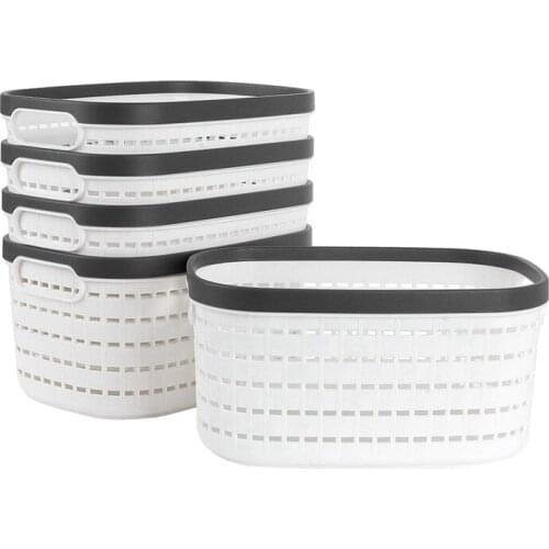 5Pcs Plastic Storage Basket with Handles,Storage Bins and Organization Containers for Bathroom,Dorm Room