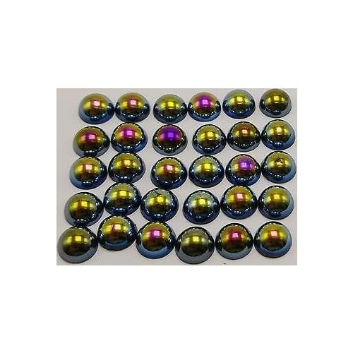 500 Black Luster AB Acrylic Round Half Pearl 8mm FlatBack Beads Scrapbook