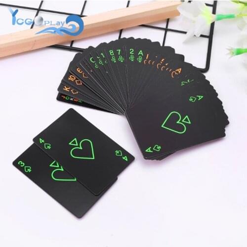 NEW 54PCS Black Luminous Fluorescent Poker Cards Suits Suitable for Parties, Bars, KTV Desktop Solitaire Classic magic tools