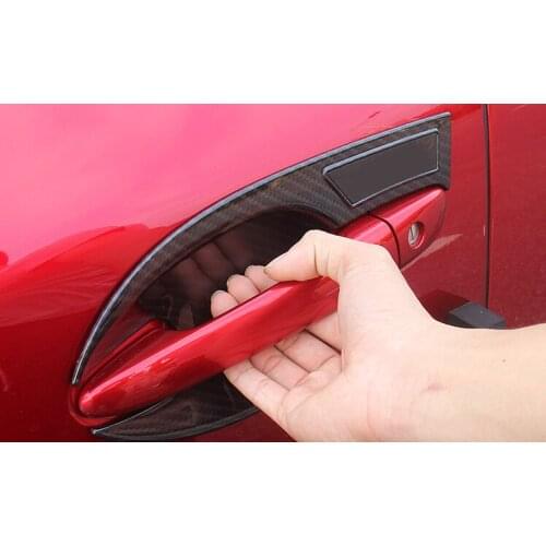 Car Styling Carbon fiber Car Door Handle Cover Box Sequins Decoration Handle Bowl Frame Accessories For Mazda CX-5 CX 5 2017-18