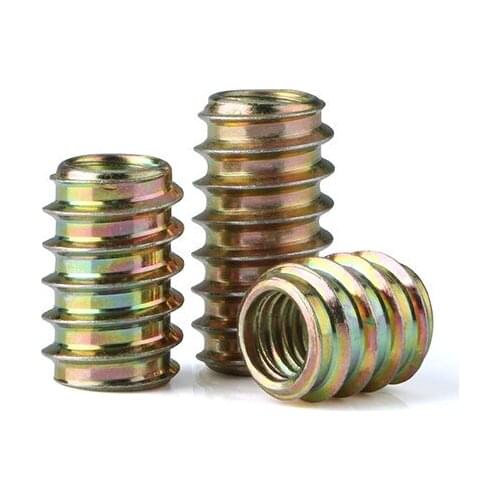 Free shipping 30Pcs M6/M8 Zinc Alloy Iron Inside And Outside Teeth Embedded Hex Nut Wood Furniture Nut Trapezoidal Nut