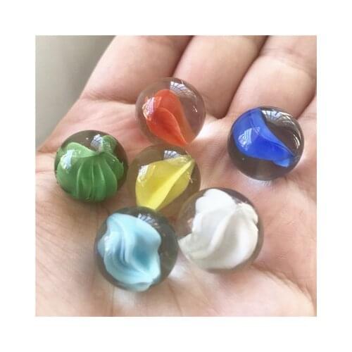 Free shipping 60pcs/lot 6 colors each color 10pcs 16mm petals glass marbles ball flower draughts wave of petals glass ball