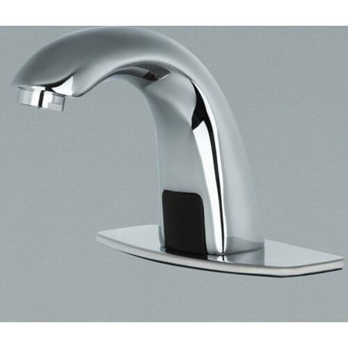 Free shipping deck mounted sensor faucet with polished chrome automatic bathroom basin faucet by single cold sensor faucet