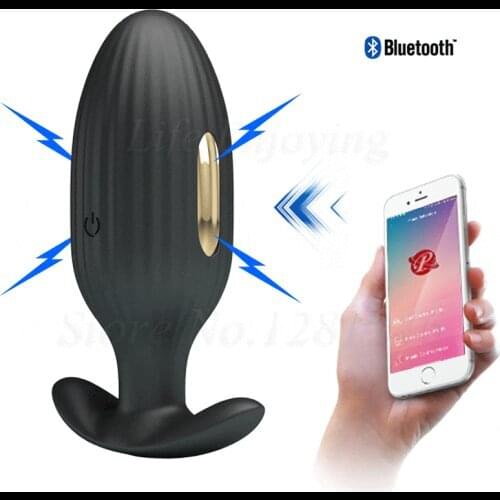Bluetooth APP Electric Shock Anal Vibrator Butt Plugs Male Prostate Massager Vibrating Dildo Anus Dilator Sex Toys For Men Women
