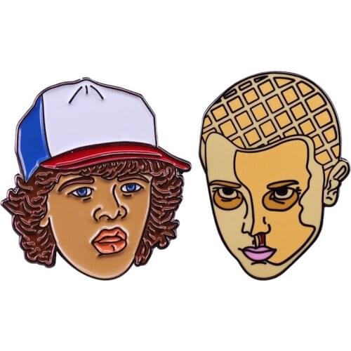 Strange Things Eleven Waffle Brooch Pins Enamel Metal Badges Lapel Pin Brooches Jackets Fashion Jewelry Accessories