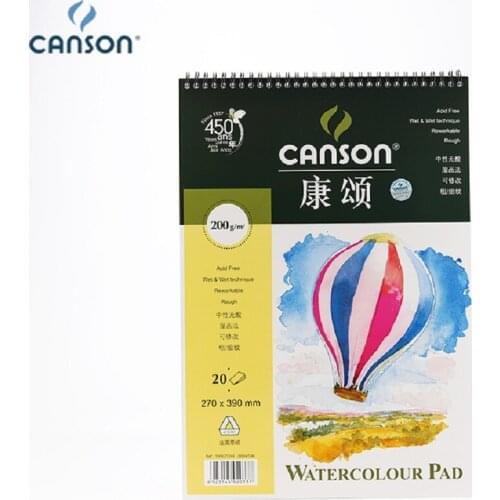 CANSON watercolor book 200g 20-page coil 8K acid-free rough grain partial fine grain double-sided texture gouache acuarelas desi