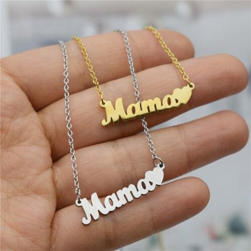 Stainless Steel Love Mama Letter Pendant Necklace For Women Heart Mom Clavicle Chain Choker Unique Mothers Day Jewelry Gift