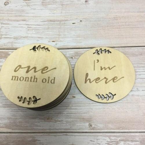 Wooden laser etched baby monthly milestone card 15pcs