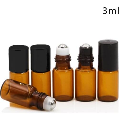 3/5/10ml Amber Clear Empty Roller Bottles Refillable Essential Oil Aromatherapy Perfume Roll On Container Vials Jars With Ball