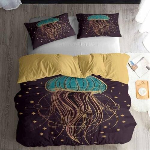HELENGILI 3D Bedding Set Jellyfish Print Duvet Cover Set Lifelike Bedclothes with Pillowcase Bed Set Home Textiles #SM-13