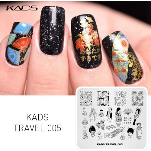 KADS New Arrival Travel 005 Design Cute Japanese Style Pattern Nail Stamping Plate Print Stencil For Nail Art Decoration
