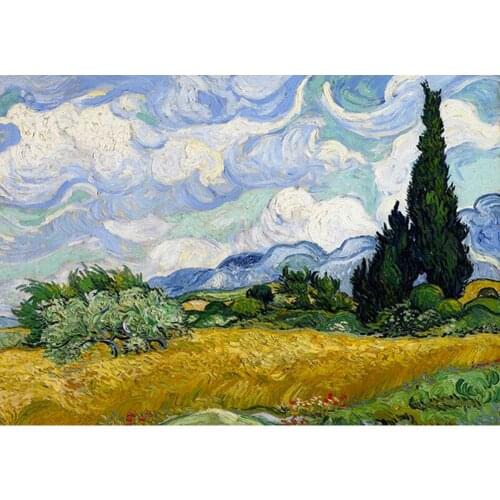 Van Gogh Painting "Wheat Field with Cypresses" 5D DIY Diamond Painting Full Square Diamond Embroidery Rhinestones Pictures DF292