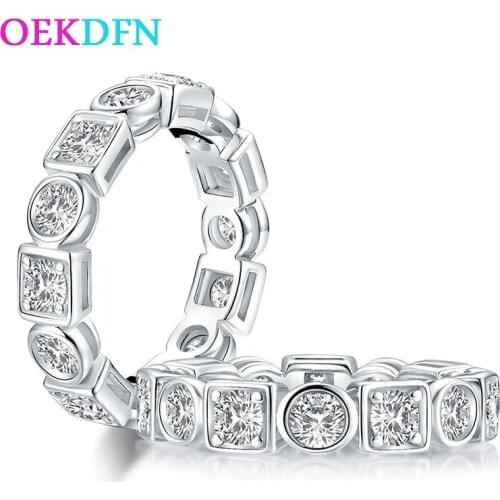OEKDFN Vintage 100% 925 Sterling Silver Rings Created Moissanite Gemstone Engagement Ring Wedding Band Fine Jewelry Wholesale