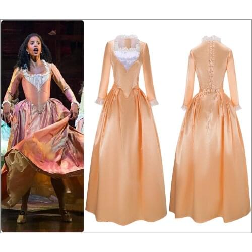 Hamilton Angelica Costume Dress Colonial Lady Corset-Style Ball Gown Victorian Medieval Skirt for Halloween