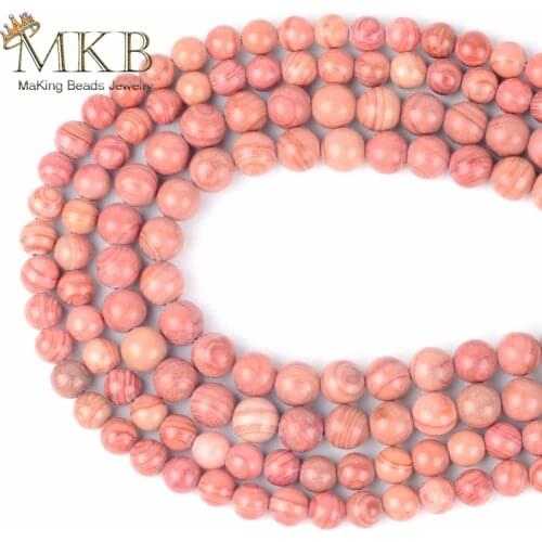 Round Fuchsia Wood Jaspers Spacer Beads 6 8 10mm Natural Stone Beads Fit Diy Bracelet Necklace Jewelry Making 15inch/strand