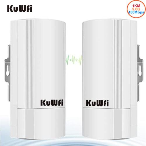 KuWFi 450Mbps Wireless CPE Wifi Bridge 5.8G Outdoor&Indoor Wireless Repeater/AP Router 1KM Long Distance Wifi Coverage 24V POE