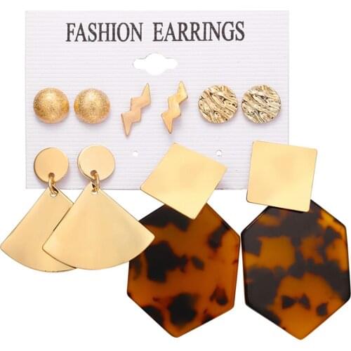 HONONJO Fashion Party Earrings Sets For Women Office Lady Acrylic Metal Sheet Hanging 2021Trend Female Modern Jewelry Gift