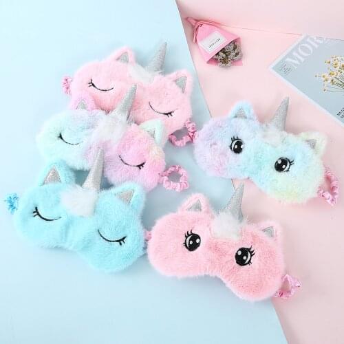 New 3D Cartoon Soft Unicorn Eye Mask Variety Sleeping Mask Plush Eye Shade Cover Eyeshade Relax Mask Travel Home Party Gifts