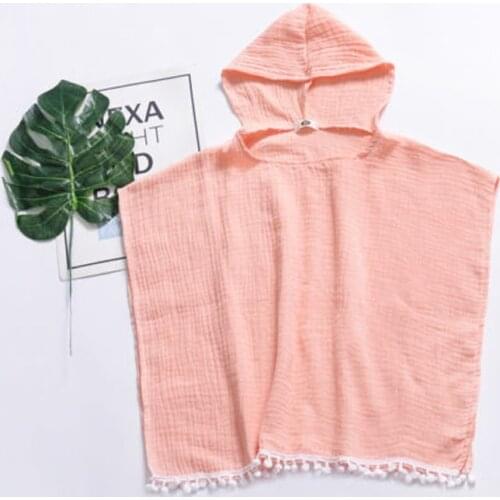 Toddler Baby Cloak Fashion Sleeveless Solid Color Hooded Collar Cardigan Calf-length Cotton Soft Cloak