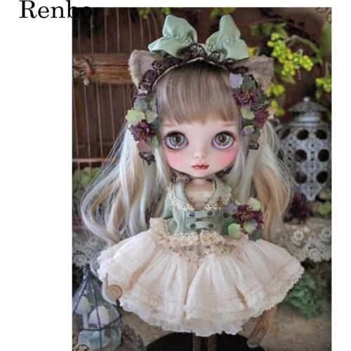 Full Square Drill 5D DIY Diamond Painting Cute Doll Diamond Embroidery Cross Stitch Cartoon Girl Rhinestone Mosaic Wall Decor