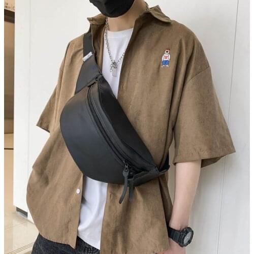 Adjustable Leather Crossbody Bag Chest Bags Waterproof Large Capacity Waist Pack Men Fanny Pack Travel Cigarette Phone Pouch