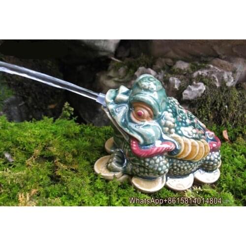 Rockery Bonsai Lucky Fountain Golden Toad Flowing Water God Frog Landscaping Crafts Ceramic Home Garden Water Spray Decoration