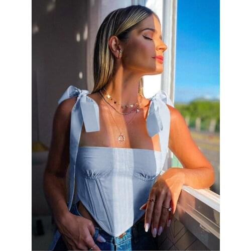 DGIRL Sexy Bandage Strik Corset Korte Hemdje Zomer Vierkante Hals Mouwloze Halter Top Casual Vrouwen Elegante Vest