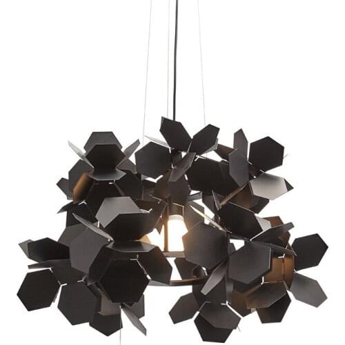Modern Pendant Light Black Flower Retro Metal Suspension Lamp For Living Room Dining Room Bedroom Atmosphere Home Light PA0294