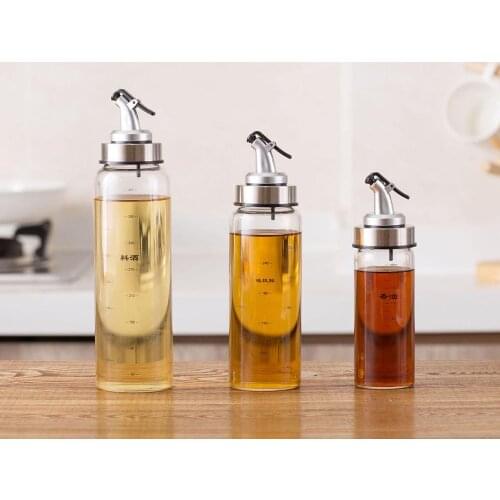 OTHERHOUSE Glass Oil Bottle with Scale Oil Dispenser Container Vinegar Soy Sauce Bottle Gravy Boat Seasoning Bottle Kitchen Tool