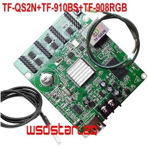 TF-QS2N+TF-910BS+TF-908RGB Brightness Sensor+Temperature Sensor 512*64 4*HUB75E USB Full color asynchronous LED control card
